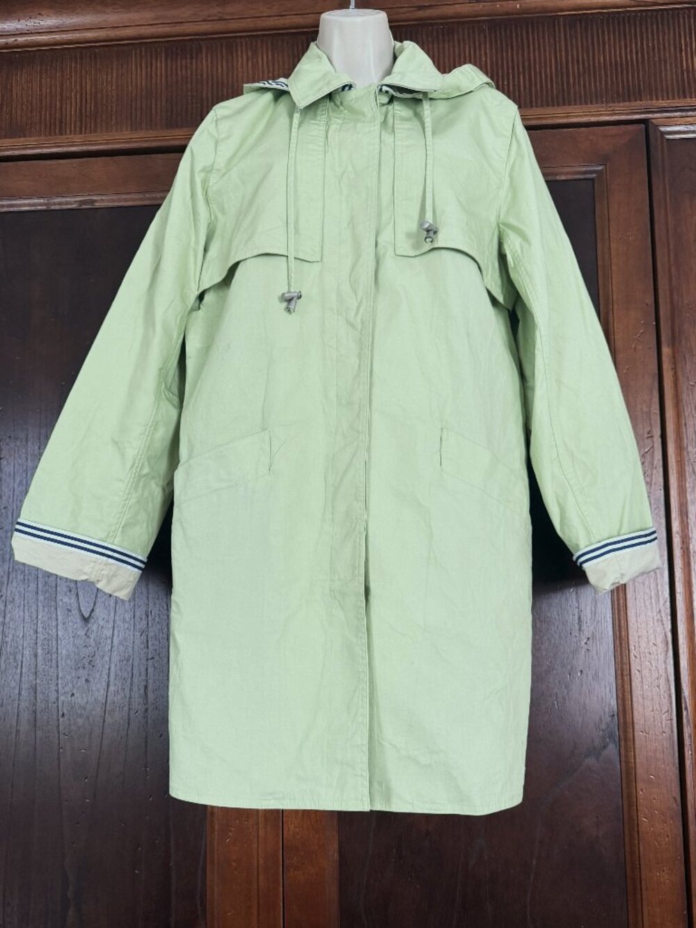Green Hooded Coat by Dennis Basso